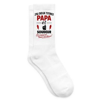 Papa Soudeur cadeau fête des pères Noël - Chaussettes de tennis - blanc - Droite