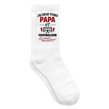 Papa Fußballer Geschenk Vatertag Weihnachten Fußball - Tennissocken - Weiß - Rechts