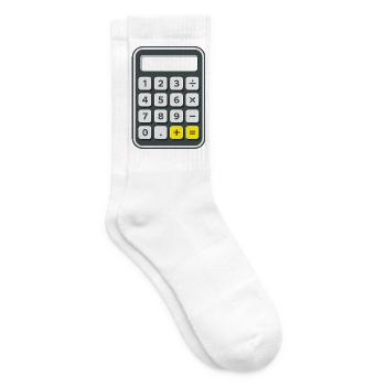 Taschenrechner Kostüm Karneval Fasching Nerd  - Tennissocken - Weiß - Rechts