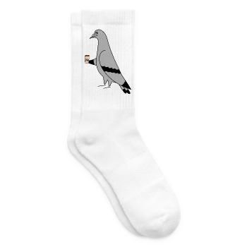 Pigeon with Coffee Cup Urban Minimal Illustration - Tennis socks - white - Right