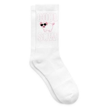 Cool Sow Pig with Sunglasses | Funny Farm Style - Tennissocken - Weiß - Rechts