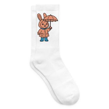 Cute Bunny Raincoat Umbrella - Tennis socks - white - Right
