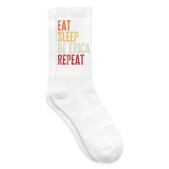 Iss, schlaf, sei Erica, wiederhole Retro-Name - Tennissocken - Weiß - Rechts