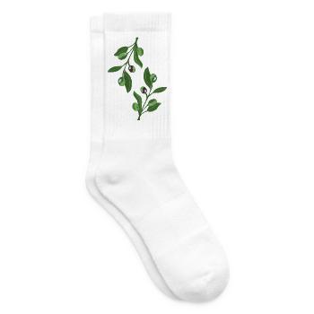 Illustration de la branche d’olivier verte élégante - Chaussettes de tennis - blanc - Droite