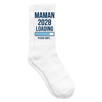 Pregnancy Announcement Mom 2028 Loading - Tennis socks - white - Right