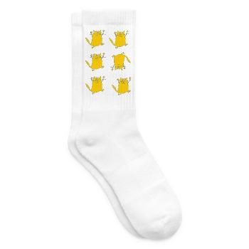 Danse des chats jaunes joyeux - Chaussettes de tennis - blanc - Droite