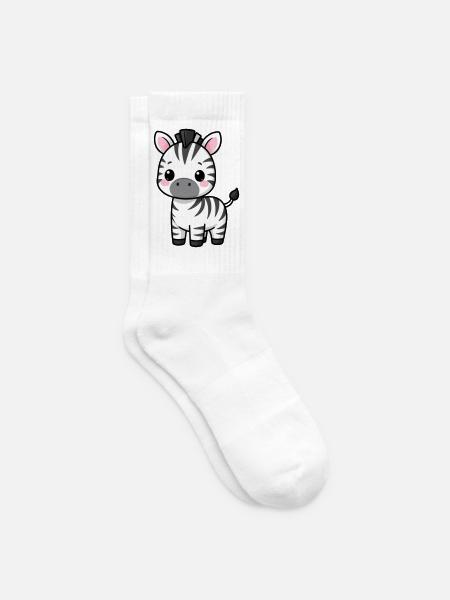 Niedliches kawaii Zebra Geschenk - Tennissocken - Weiß