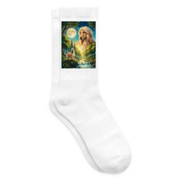 Howling to the Moon Meme Animal Dog Afghan - Tennis socks - white - Right