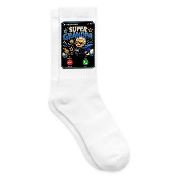 Super Grandpa Incoming Call - Lustig Superheld Opa - Tennissocken - Weiß - Rechts