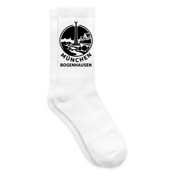 Bogenhausen München – Skyline & Friedensengel - Tennissocken - Weiß - Rechts