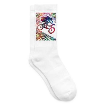 Colorful cyclist in neon explosion - Tennis socks - white - Right
