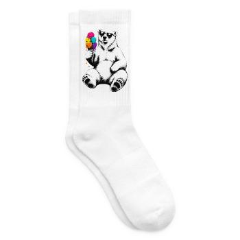 Eisbär mit Eis im Stencil Style   - Tennissocken - Weiß - Rechts