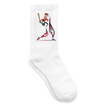 Colored Baseball Player: Dynamic Swing - Tennis socks - white - Right