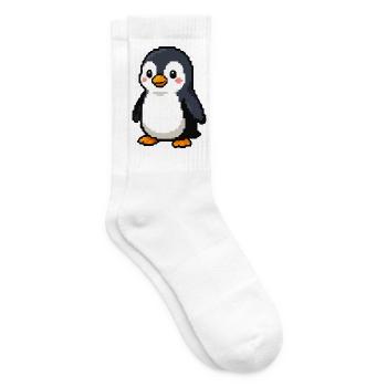 Pixel Penguin: Playful Retro Aesthetic - Tennis socks - white - Right