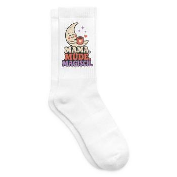 Mama. Müde. Magisch. – Lustiger Mama Spruch - Tennissocken - Weiß - Rechts