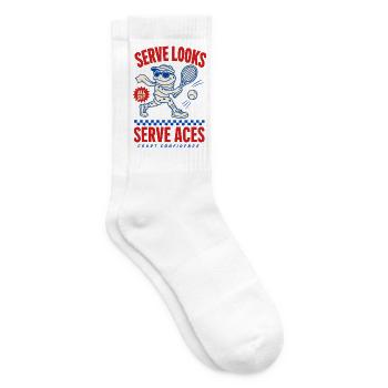 Serve Looks Serve Aces – Cooler Tennisfrosch - Tennissocken - Weiß - Rechts