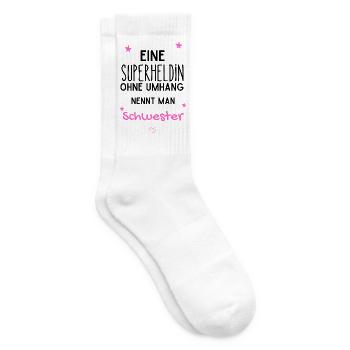 Schwester - eine Superheldin ohne Umhang - Tennissocken - Weiß - Rechts