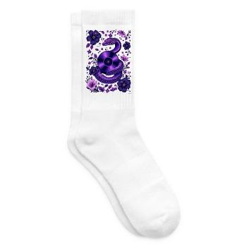 Purple Snake Vinyl Record Blumen-Design. - Tennissocken - Weiß - Rechts
