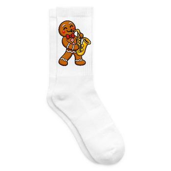 Lebkuchenmann mit Saxophon - Tennissocken - Weiß - Rechts