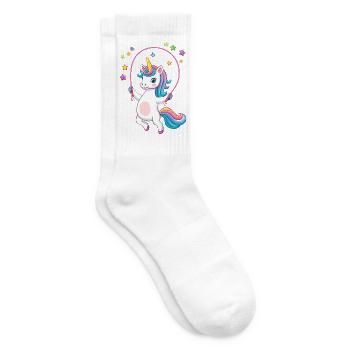 Lustiges Comic Einhorn mit Springseil Design - Tennissocken - Weiß - Rechts