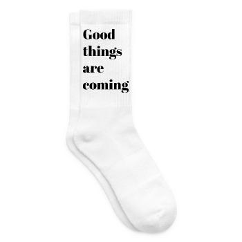 Motivationsworte – Gute Dinge kommen - Tennissocken - Weiß - Rechts