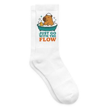 Just Go With the Flow – Capybara im Bad - Tennissocken - Weiß - Rechts