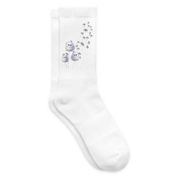 Flauschige Eulen im Löwenzahnflug - Tennissocken - Weiß - Rechts