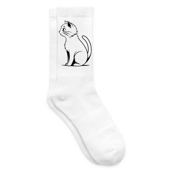 Schwarze Katze - Tennissocken - Weiß - Rechts