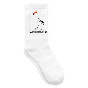 Haltung ist alles – Lustiger Hahn - Tennissocken - Weiß - Rechts