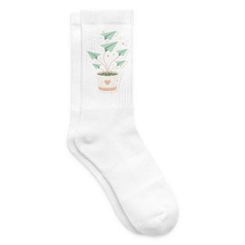 Papierflieger Pflanze mit Herztopf - Tennissocken - Weiß - Rechts