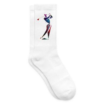 Farbenfroher Golfer in Bewegung - Tennissocken - Weiß - Rechts