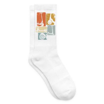 Roller Tretroller Scooter Vintage Retro Motiv - Tennissocken - Weiß - Rechts