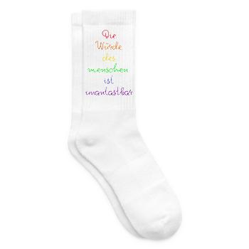 DIE WÜRDE DES MENSCHEN IST UNANTASTBAR REGENBOGEN - Tennissocken - Weiß - Rechts