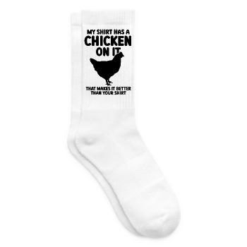 Huhn Shirt Humor - Tennissocken - Weiß - Rechts