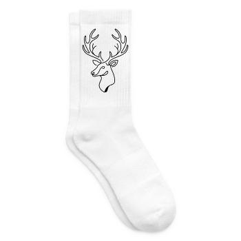 Minimalistisches schwarz-weiß Hirsch-Line Art - Tennissocken - Weiß - Rechts