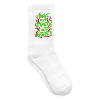 Ich brauche keine Aufmerksamkeit, ich brauche Respekt - Tennissocken - Weiß - Rechts