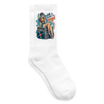 Life is better on vinyl - Pin-Up & Sneaker - Tennissocken - Weiß - Rechts