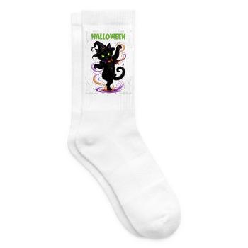Halloween black cat dancing - Tennissocken - Weiß - Rechts