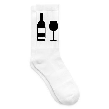 Weinflasche und Weinglas Wein Geschenk Genießer - Tennissocken - Weiß - Rechts