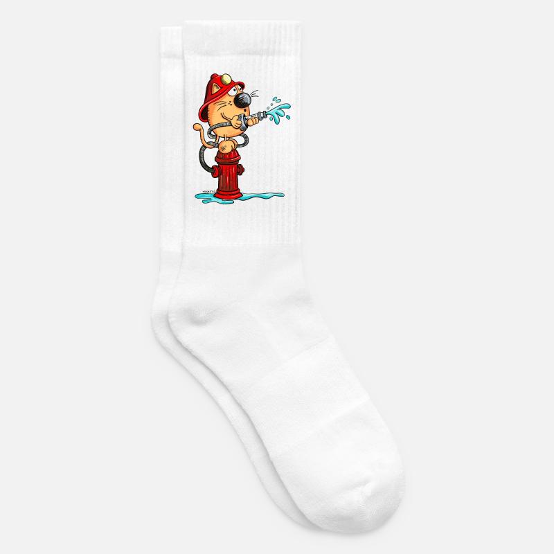 Pompier Chat - Chaussettes de tennis - blanc