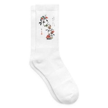 Karmesinblüten-Singvögel - Tennissocken - Weiß - Rechts
