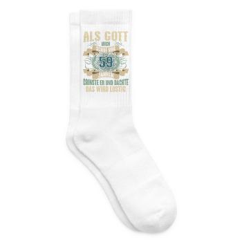 59. Geburtstag Als Gott Mich Schuf Vor - Tennissocken - Weiß - Rechts