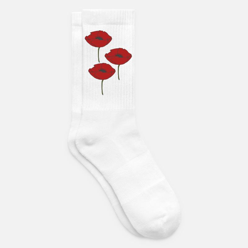 mohnblumen - Tennissocken - Weiß