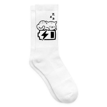 Sleepy Kitty (Color Changeable - 3 colors) - Tennis socks - white - Right