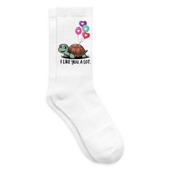 Turtle with Heart Balloons - Tennis socks - white - Right