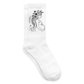 Schwangere Frau - Boho, personalisierbar - Tennissocken - Weiß - Rechts