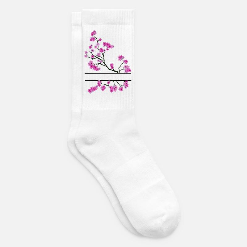 Branche de fleur avec espace de noms - Chaussettes de tennis - blanc