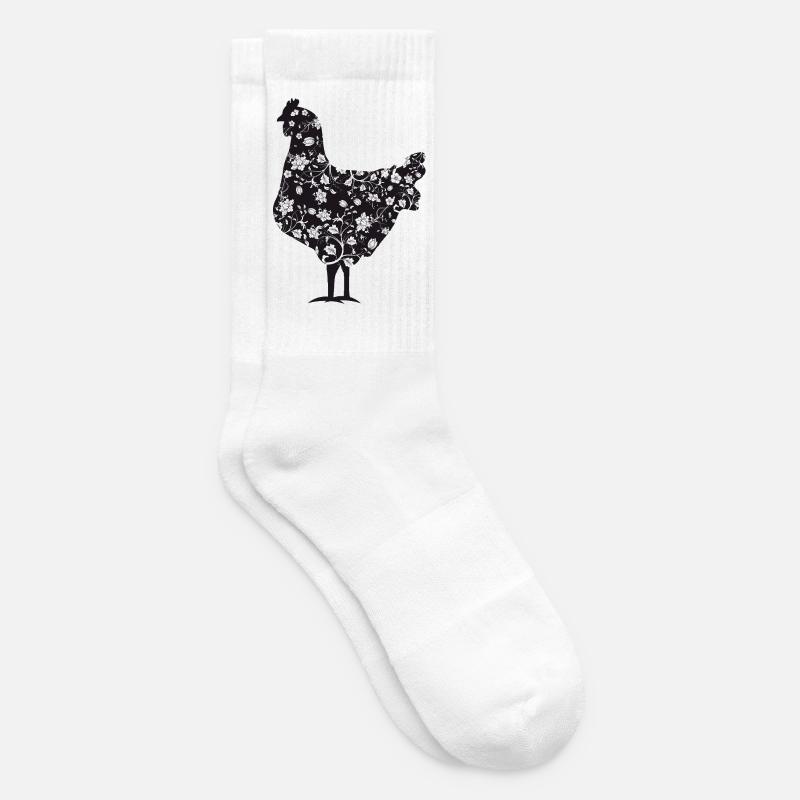 Huhn mit floralem Muster - Tennissocken - Weiß