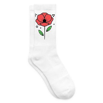 mohnblume-mohnblumen-minimalistisch-line-art-3 - Tennissocken - Weiß - Rechts
