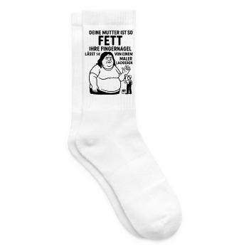 deine mutter witz fett maler lackierer fingernägel - Tennissocken - Weiß - Rechts